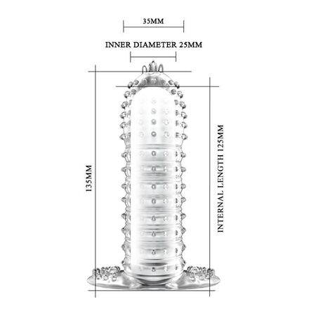 Прозрачная насадка на фаллос с закрытой головкой Penis Sleeve - 13,5 см.